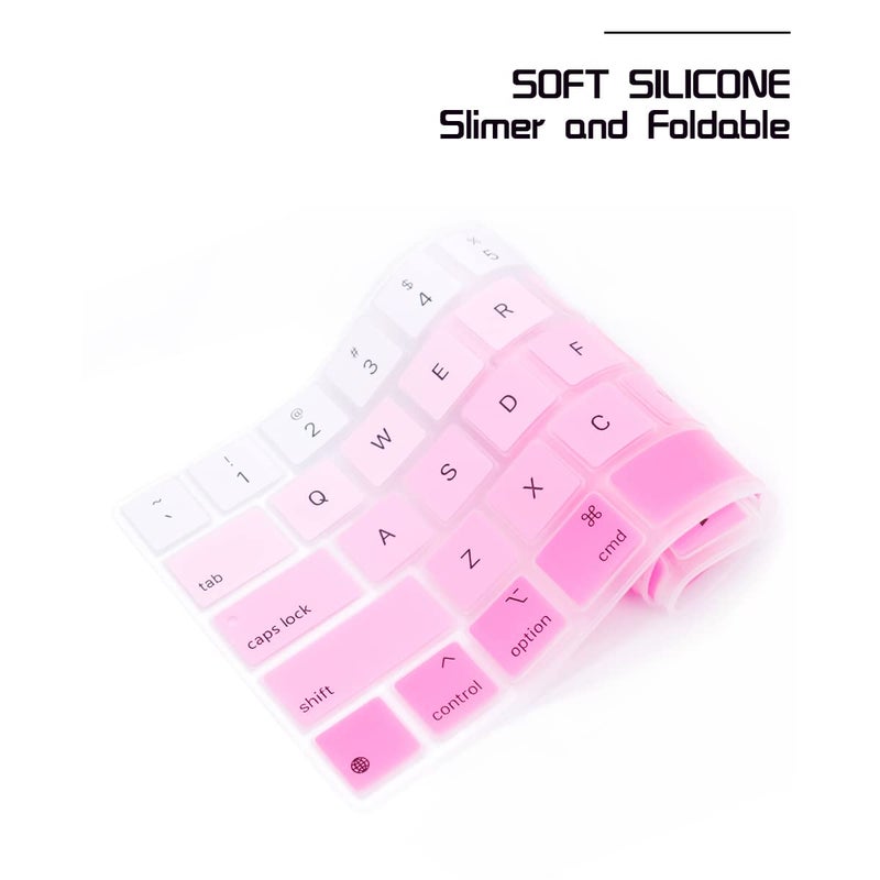 HRH Silicone Magic Keyboard Cover Skin for iPad Pro 12.9 Inch Magic Keyboard(4nd Generation) 2020 Model MXQU2LL/A,for iPad Pro 12.9 Keyboard Protector Accessories-Ombre Pink - Image 4